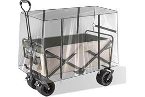HOIIME Camping Trolley Rain Cover, Push Pull Folding Trolley Rain Cover, Garden Picnic Wagon Stroller Cart Waterproof Cover, Clear Foldable Wagon Rain Cover for Kids Outdoor Camping Shopping