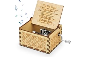 ZXK CO Wooden Music Box Birthday Gifts for Mom, Laser Engraved Hand Crank Musical Box, Personalized from Daughter or Son, Mini Music Gift Playing Melody You are My Sunshine