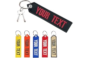 Personnalité porte-clés broderie personnalisée tout texte grand cadeau broderie porte-clés, pour moto VTT voiture et Scooters