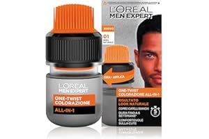 L'OREAL PARIS L’Oréal Paris Men Expert Colorazione Uomo One-Twist All-in-One, Risultato naturale, Applicazione facile e veloce, Nero Naturale (01)
