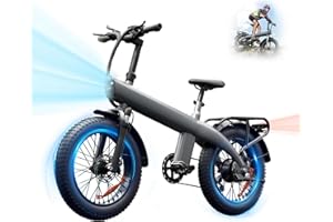 HX Q3 Bici Elettrica da 48V 20AH Batteria Rimovibile, 40-100KM, E Bike Adulto Pieghevole, 20" x 4.0 Fat Tire 7 Velocità Bicicletta Elettrica per Ogni Terreno, Freni a Disco Doppio, Display LCD