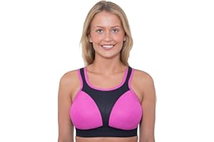 Gemm Pink-Black High Impact Sports Bra Non Wired Plus Size Large Bosom Bra