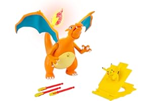 Pokemon Charizard - Figura de Lujo de 7 Pulgadas, Pikachu con Lanzador Interactive Plus de 2 Pulgadas