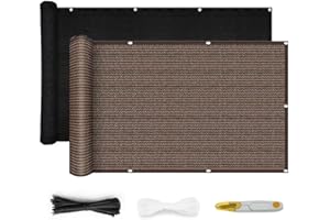 FENGSHENG-SHOP Balcony Privacy Screen 1 x 5 m Fence Screen for Balcony and Patio, Balcony Cover, Water-Repellent Wind Protection, with Rope, Cable Ties and Aluminium Eyelets (Brown)