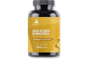 Olio di enotera 200 perle- 1000mg di evening primrose oil spremuto a freddo 10% GLA– Per sintomi della menopausa, dolori mestruali e sindrome premestruale- Favorisce l'equilibrio ormonale- Bodyathlon