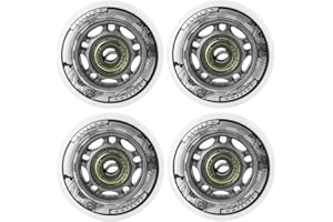 NILS EXTREME Inline Roller Skate Wheels for Leisure Skating - PU 64 mm / 82A (Set of 4) + ABEC7 Bearing (8 Pack) Nils.