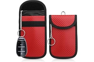 Diyife Faraday Pouch for Car Keys, [2 Pack] Car Key RFID Signal Blocking Pouch with Hook Securing Keyring, Waterproof Faraday Key fob Protector, Anti-Theft Remote Entry Keyless Protect [Red]