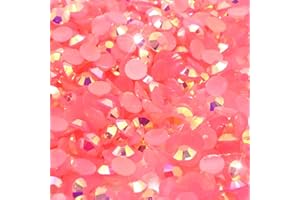 Little Snow Direct® Pack of 1000 Jelly AB Flat Back Rhinestones Diamante Gems Nail Art & Crafts (Coral Rose Jelly AB, 5mm)