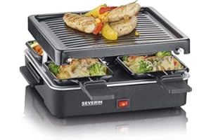 ‎SEVERIN SEVERIN Mini Raclette-Grill für 4 Personen, platzsparend und kompakt, antihaftbeschichtet, 600 W, schwarz, RG 2370