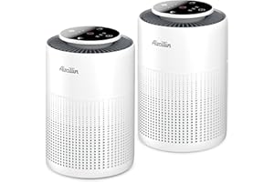 Aircillin 2 piezas Purificador de Aire, Air Purifier Cubre Hasta 765Sq Ft, Elimina 99,97% de Alergia Polen Olor y Caspa de Mascota, humo, 23dB, Temporizador, Luz nocturna