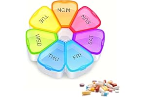 NICEIN®Pilulier Journalier | Semainier Medicament | Pilulier Semainier Matin et Soir sans BPA | Boite Medicaments 7 Jours Résistant à l'humidité | Peut Stocker des Vitamines (Pétales - Blanc)