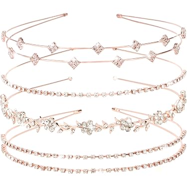 FRCOLOR 2 Fasce Per Capelli Con Strass Luna E Stelle – Copricapo Per Matrimonio E Feste – Oro - 3