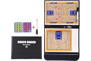 Joyeee Basketball Taktiktafel Tragbar Planen Strategie Coach Board Magnetisch Taktikmappe mit Magnet Radiergummi Marker Stift Ausrüstung Zubehör für Basketballtrainer Geschenke Training Spiele Sport
