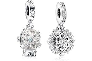MSPOVOF Tiere Christmas Herz Schneeflocken Charms 5A Cubic Zirconia 925 Sterling Silber Armbänder Anhänger Weihnachten Geburtstage Geschenk für Damen