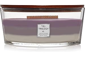 WoodWick Trilogy Candela profumata Ellipse con stoppino crepitante | Amethyst Sky | Durata della fragranza: fino a 50 ore