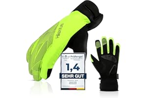 HIKENTURE Winterhandschuhe, Wasserdicht Fahrrad Handschuhe Winter Herren Damen, Winddichte Skihandschuhe Fahrradhandschuhe mit Langlauf Gel Gepolstert Männer Frauen, Outdoor Thermo Handschuhe Laufen