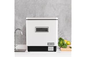 KinHall Edelstahl Geschirrspüler, 60L Mini Spülmaschine Tischgeschirrspüler freistehen, 1500W 220V Spülmaschine für kleine Küchen Weiß