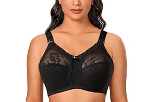 Ayigedu Ladies Plus Size Bra Minimiser Lace Full Coverage Firm Hold Non Padded Non Wired