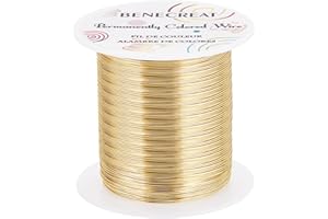 BENECREAT Alambre de perlas de 26 calibre de 0,4 mm, 120 m, alambre de cobre resistente al deslustre, para embalaje de perlas y otras artesanías, oro claro