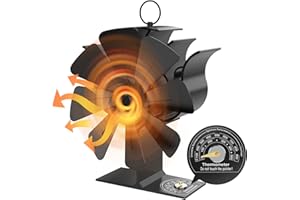 CURV BAR Kaminventilator, 8 Flügel Ofenventilator Ohne Strom, Kaminofen Ventilator für Holzofen, Leiser Betrieb, umweltfreundliche Umwälzung, Effiziente Wärmeverteilung für Holzbrenner und Kamin
