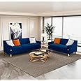 A to Z Furniture Classic Seater Sofa Set Luxury Chesterfield Leatherette Sofa in for Home Living Room & Office Stainless Steel Legs (Blue, 3+2 Seater)