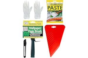 SWIFLEE AND CO Wallpaper Paste Kit - Set Includes 10 Roll Adhesive Wallpaper Paste Kit Containing Smoother, Hanging Brush,Trimmer and Nitrile Gloves