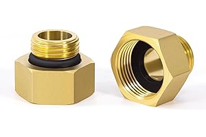 JESUSTREE Riduttori di Raccordi in Ottone, 2 Pezzi 1/2" Maschio x 3/4" Femmina Filetto Nipplo Doppio Esagonale con Gomma, Connettore di Raccordo di Tubi per Acqua, Aria, Olio, Connessione