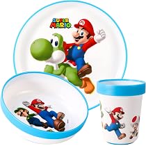 Coffret Déjeuner Super Mario - Sac, Gourde Et Boîte à Goûter - Officiel Nintendo - Sans BPA