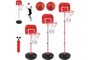 TOSAVGA Basketballkorb Kinder, Basketball Korb mit Ständer, Basketballständer Höhenverstellbarer 60-150cm, Mini Basketballkorb mit 2 Ball & Pumpe für Indoor Outdoor, Basketball Spielzeug