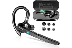 Thunelec Oreillette Bluetooth sans fil avec bouton muet, gris