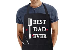 umboom Original Kitchen Apron for Men, Personalized Gift for Dad, Boyfriend, Husband, Son, Mother, Apron Gift for Birthday, Christmas, Valentine's Day, New Year (BEST DAD EVER)