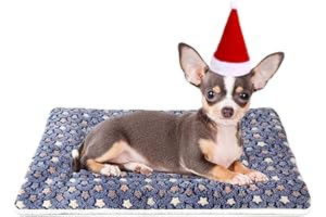 MORA PETS Dog Bed Mat for Small Medium Large Dogs and Cats 22 inch Washable Dog Crate Mattress Soft Warm Flat Pet Cushion Bedding Puppy Pillow Blanket Reversible 53x31cm Blue