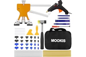 Mookis Kit Sacabollos Coche 50PCS Kit de Reparación de Abolladuras de Coche, Kit de Eliminación de Abolladuras sin Pintura con 5 Piezas Herramientas de Desmontaje