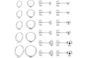 FIOROYAL 11 Paires Boucles d'oreilles Femme Plaqué 𝐎𝐫 𝟏𝟒𝐊 Creoles Acier Inoxydable Zirconium Piercing Helix Tragus Or Piercing Oreille Hypoallergénique Cartilage Boucles d'oreilles pour Fille