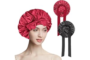 Yexati 2PCS Cuffia Seta Capelli Ricci, Notte Raso Elastico Cuffia Capelli Ricci