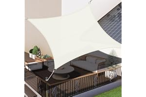 LOVE STORY Sun Shade Sail Waterproof Rectangle 3x3m Canopy Outdoor UV Block Sunshade Sail for Patio Garden Backyard，Cream