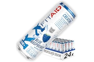 LIFEAID FITAID RX Blue Raspberry Zero Clean Creatin Recovery Sport Drink & Hydration Helper – Regenerationsgetränk mit Kreatin Monohydrat BCAA Elektrolyte ohne Zucker Kurkuma Vitamine Quercetin CoQ10 24x355ml