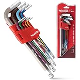Meiwaltee 9 Piezas Profesional Brazo Extralargo Juego de Llaves Hexagonales , M&eacute;tricas Llaves Hex con Extremo en Forma de Bol