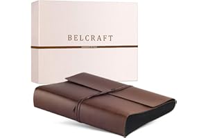 Belcraft Vietri Album Fotografico in Pelle Riciclata con Pagine Nere, Album Portafoto, Scrapbook, Realizzato a Mano da Artigiani Toscani, Include Scatola Regalo, A4 (23x30 cm) Marrone