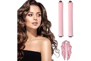 Lilbitty 2 Stück Lockenwickler und 1 Stück passendes Haarband, Natürliche Locken ohne Hitze für feines Haar, perfekt für den heatless blowout Look über Nacht,Rosa