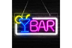 RAINDEE Neon Bar Signs Premium Acrylic Bar Neon Signs for Wall Decor, Bright LED Bar Sign with Metal Chain,USB Powered Bar Neon Lights wth Switch,Bar Signs for Home Bar,Bistro,Party,Club,Door