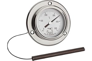 TFA Dostmann Thermomètre à Pizza, 14.1036.60, Acier Inoxydable, pour Four à Pizza, Four à Pierre, Four à Bois, Le Gril/Smoker, 500°C, sonde à câble, pièce de Rechange, argenté