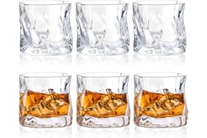 Chingcoo Lot de 6 verres à whisky, 200 ml, en cristal irrégulier, pour la maison, les restaurants, les fêtes, idée cadeau d'anniversaire, passe au lave-vaisselle