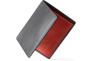 DOWNHOLME Skórzany Portfel Męski Slim (Czarny) | Cienki z Ochroną RFID (Cynowy Szary)