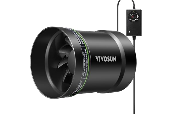 VIVOSUN Inline-fläkt 150 mm med hastighetsregulator 587 m³/h tyst EC-motor ventilation HVAC tält odling källare garage badrum kök vind 3D-skrivare