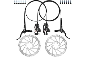 AEYINO MTB Hydraulic Disc Brake Set, Front 800mm Rear 1500mm Aluminum Alloy Brakes Kit, 2 Piston Calipers with IS/PM Universal Adapter / 160mm Rotor, for Mountain Bike, Folding Bike, Fat Bike
