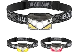 Boruit BR03 Torcia Frontale, Lampada LED Ricaricabile 1000LM con Sensore di Luce Rossa Torcia da Testa, 6 Modalità USB IP65 Impermeabile Headlamp per Running Campeggio Corsa Pesca