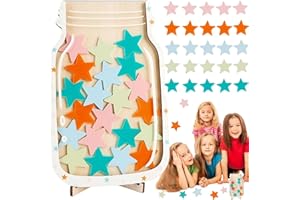 OMZSXK Belohnungsgläser für Kinder, Stern Belohnungsgläser, Personalisiertes Belohnungsgläser, Star Jar Reward System, Motivierendes Belohnungsglas für Gutes Benehmen, Sterne Anreizglas aus Holz (Stern)