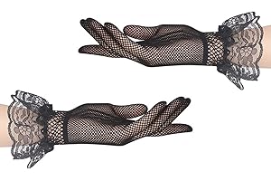 AWOCAN Gants courts élégants en dentelle pour femme - Gants de courtoisie d'été pour fête de mariage et thé, bal de fin d'année, gants de soirée