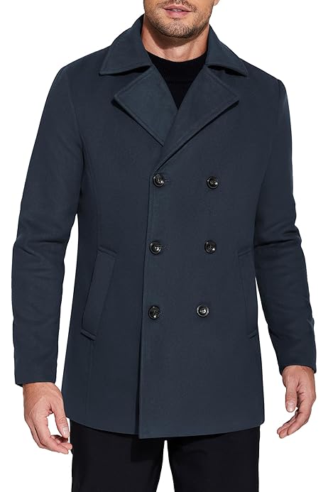 Womens British Style Wool For Men Double Breasted Winter Long